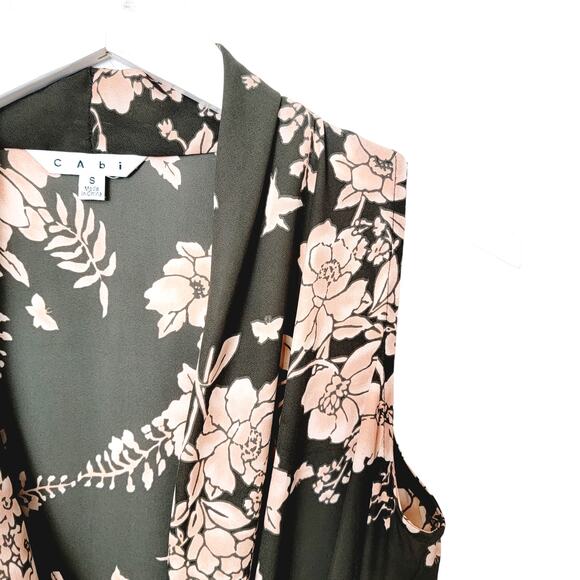 CAbi 594 Rosewater Floral Faux Wrap Top Blouse - Size S - Picture 2 of 5